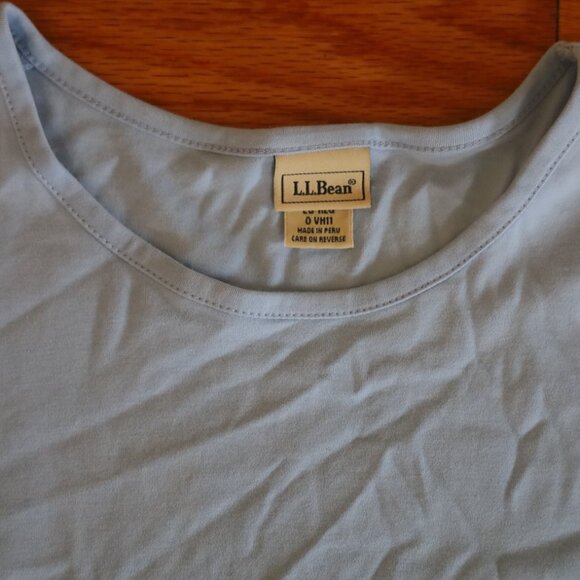 L.L. Bean Set of 2 Light Blue Womens Tops short sleeve and 3/4 sleeve size L - Picture 2 of 3